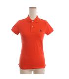 ポロシャツ カットソー 半袖 鹿の子 ワンポイント ロゴ刺繍 オレンジ S ■GY35