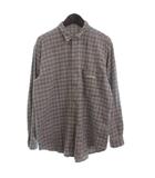 パパス Papas フランネルシャツ 長袖 コットン チェック グレー L
