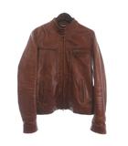 アルマーニ ジーンズ ARMANI JEANS レザージャケット ライダース ジップアップ シングル 長袖 ハンガー付き XS 茶 ブラウン