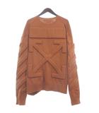 オフホワイト OFF WHITE アロー クルーネック ロングスリーブ ジャンパー ニット セーター 長袖 エンボスロゴ OMHE151S23KNI001 オレンジ系