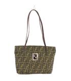 フェンディ FENDI トートバッグ FFロゴ ズッカ柄 肩掛け キャンバス ベージュ 鞄