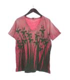 キャピタル kapital Tシャツ カットソー 半袖 Vネックプリント コットン ピンク 2