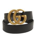 グッチ GUCCI ダブルG GGマーモント ベルト ハトメ 5穴 レザー 414516・AP00T 黒 ブラック 小物