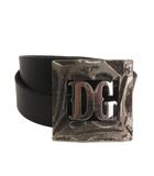 ディー&ジー ドルガバ ドルチェ&ガッバーナ D&G ベルト レザー ロゴ バックル シルバーカラー 黒 ブラック 小物