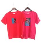2点 セット まとめ Tシャツ カットソー 半袖 プリント M 赤 ピンク