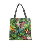 美品 ハンドバッグ ミニトート 総柄 緑 黒 グリーン ブラック 鞄