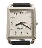 アニエスベー agnes b. 腕時計 クオーツ アナログ 3針 文字盤白 黒 ブラック ウォッチ ジャンク ■GY99