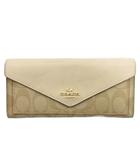 長財布 小銭入れ シグネチャー レザー 3034 ベージュ ウォレット ■GY99