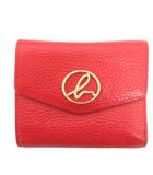 三つ折り財布 小銭入れ レザー 赤 レッド ウォレット ■GY99