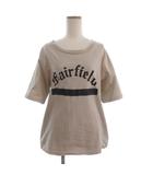 Tシャツ カットソー 半袖 プリント ダメージ加工 19-070-500-7100-1-0 ベージュ