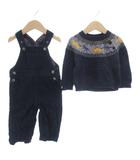  JOJO MAMAN BEBE まとめ 2点セット オーバーオール ニット カシミア混 ウール混 6-12 ネイビー /MG