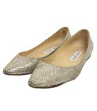 ジミーチュウ JIMMY CHOO フラットシューズ パンプス ポインテッドトゥ ラメ シルバーカラー 36 23cm相当
