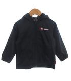 ミキハウス mikihouse タグ付き ウインドブレーカー ジャケット フード フルジップ  刺繍 バックプリント 黒 ブラック 100cm