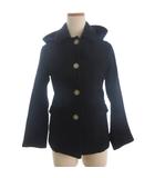 トラディショナルウェザーウェア Traditional Weatherwear ショートコート フーディ ボタン ウール 紺 ネイビー 32