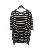 バーバリー BURBERRY ニット セーター 半袖 クルーネック ボーダー シルク混 紺 ネイビー XXXL 大きいサイズ