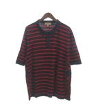 バーバリー BURBERRY ポロシャツ カットソー 半袖 ボーダー コットン 紺 ネイビー 赤 レッド XXXL 大きいサイズ