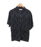 ジョンブル JOHNBULL シャツ 総柄 花がら 半袖 S 紺 ネイビー /JS