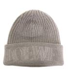 ロエベ LOEWE 美品 ニット帽 リブビーニー ロゴ 刺繍 ウール F540257X23 グレー 帽子