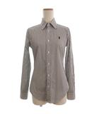 ラルフローレン RALPH LAUREN シャツ ブラウス ストライプ 長袖 4 白 ホワイト 黒 ブラック