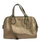 コーチ COACH ミニ ノリータ サッチェル メタリック レザー 2WAY ショルダーバッグ ハンド 斜め掛け ロゴ ゴールドカラー 鞄