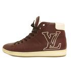 ルイヴィトン LOUIS VUITTON サーフサイドライン スニーカー ハイカット レザー LVロゴ MS1102 8 茶 ブラウン ★AA☆