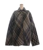 ミッソーニ MISSONI ウールコート ショート丈 長袖 チェック柄 モヘヤ混 グレー 46