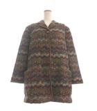 ツイードコート ミディ丈 長袖 ウール マルチカラー 32