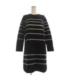 Sマックスマーラ 'S Max Mara ニットワンピース ひざ丈 長袖 ボーダー 黒 ブラック L