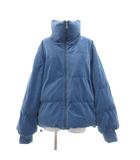 ジーユー GU 中綿ジャケット 上着 XL 青 ブルー ハイネック ベルベット調 /NL