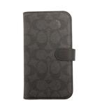 コーチ COACH 美品 iPhone14 13 シグネチャー スマホケース 手帳型 ZUA2BR レザー 黒 ブラック 小物 ■GY99