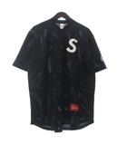 シュプリーム SUPREME 美品 Logo Baseball Henley ゲームシャツ 半袖 メッシュ 黒 ブラック M