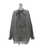 バレンシアガ BALENCIAGA シャツ ブラウス バックロゴプリント ボウタイ グレンチェック オーバーサイズ 520497 長袖 32 グレー