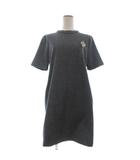 ザラ ZARA 美品 ワンピース ひざ丈 半袖 グレー L