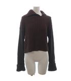 ザラ ZARA デザインネック クロップド ニット セーター ボルドー系 M ■OOM