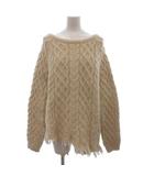 ザラ ZARA 美品 ケーブルニット セーター 長袖 クルーネック フリンジ アイボリー M ■OOM
