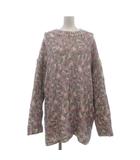 ザラ ZARA ニット セーター長袖 花柄 紫 パープル L ■OOM