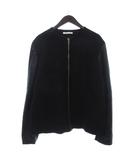 ザラ ZARA ノーカラージャケット ブルゾン フルジップ スエード調 黒 ブラック XL ■OOM