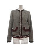 ザラ ベーシック ZARA BASIC ツイードジャケット 長袖 ノーカラー 白系 XS ■OOM