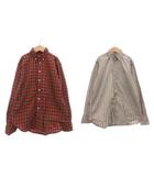 ポロ ラルフローレン POLO RALPH LAUREN 美品 2点セット まとめ シャツ 長袖 チェック柄 胸ポケット ボタンダウン S 8 赤 レッド 緑 グリーン グレー /OB