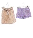 メゾピアノ mezzo piano 2点セット キュロットパンツ ショートパンツ 130 ライトピンク 紫 パープル 花柄 リボン フリル 無地 /TL