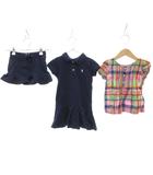ラルフローレン RALPH LAUREN 3点セット ミニスカート ワンピース ブラウス 100 紺 ネイビー マルチカラー チェック柄 半袖 ミニ丈 無地 /TL