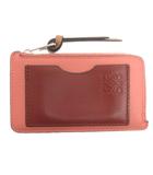 ロエベ LOEWE 美品 コインカードホルダー カードケース コイン 小銭入れ C660Z40X07 アナグラム カーフスキン 赤系 ピンク 小物