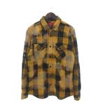シュプリーム SUPREME BLEACHED BUFFALO HEAVYWEIGHT SHIRT ネルシャツ 長袖 ブリーチ加工 厚手 チェック 黄 イエロー M