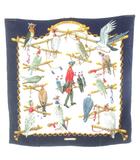 エルメス HERMES カレ90 LES OISEAUX DU ROY 王の鳥たち スカーフ シルク 紺 ネイビー 小物