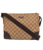 グッチ GUCCI ショルダーバッグ GGキャンバス 斜めがけ レザー 114273 茶 ベージュ
