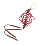 ロエベ LOEWE 美品 アナグラム チャーム キーホルダー ストラップ レザー 赤系 レッド系 小物