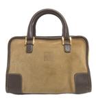 ロエベ LOEWE アマソナ26 ハンドバック スエード レザー スクエア 緑 茶 カーキ ブラウン 鞄