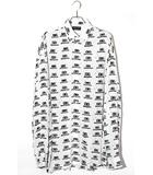バレンシアガ BALENCIAGA BALENCIAGA バレンシアガ Garde-Robe ガルドローブライン BB PARIS  総柄 レーヨン レギュラーカラー 長袖シャツ 2 WHITE ホワイト 733755 TNL88 フランス製 /●