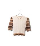 マメクロゴウチ  Mame Kurogouchi 2024SS Mame Kurogouchi マメクロゴウチ Vネック 7分袖 ニットソー 1 beige ベージュ /●