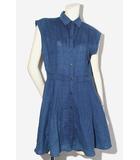 ディーゼル DIESEL DIESEL ディーゼル ピンタック ノースリーブ フレア シャツワンピース S INDIGO インディゴ HK000116 /◆☆